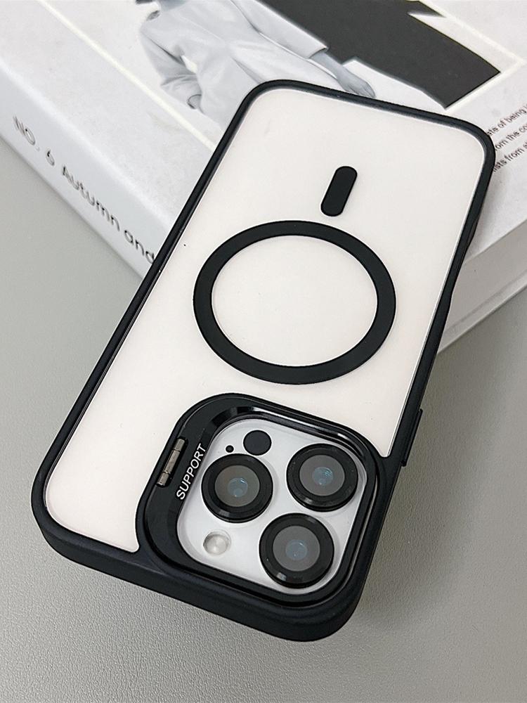 transparent magnetic shockproof phone case For iPhone 16 15 14 13 12 11 Pro Max Plus Magsafe Funda Stand Protection Cover