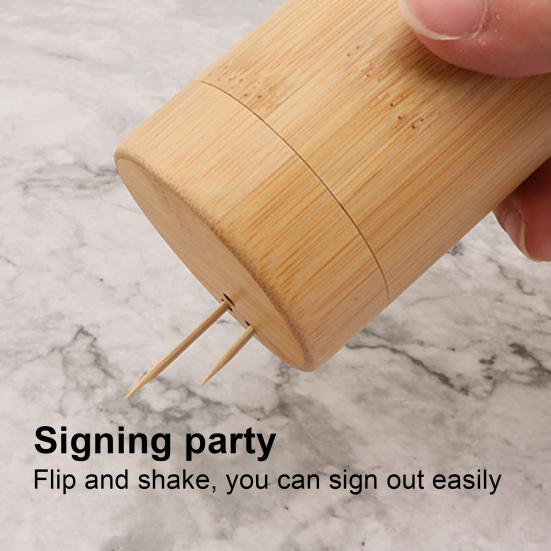Toothpick Storage Box Wear-resistant for Home Compact Round Dustproof Bamboo Toothpick Dispenser Reliable Convenient Round