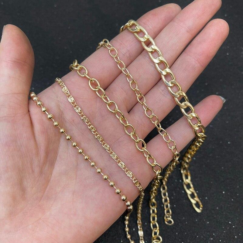KC Gold Long Necklace Chains Iron Bulk For DIY Jewelry Findings Making Materials Accessories