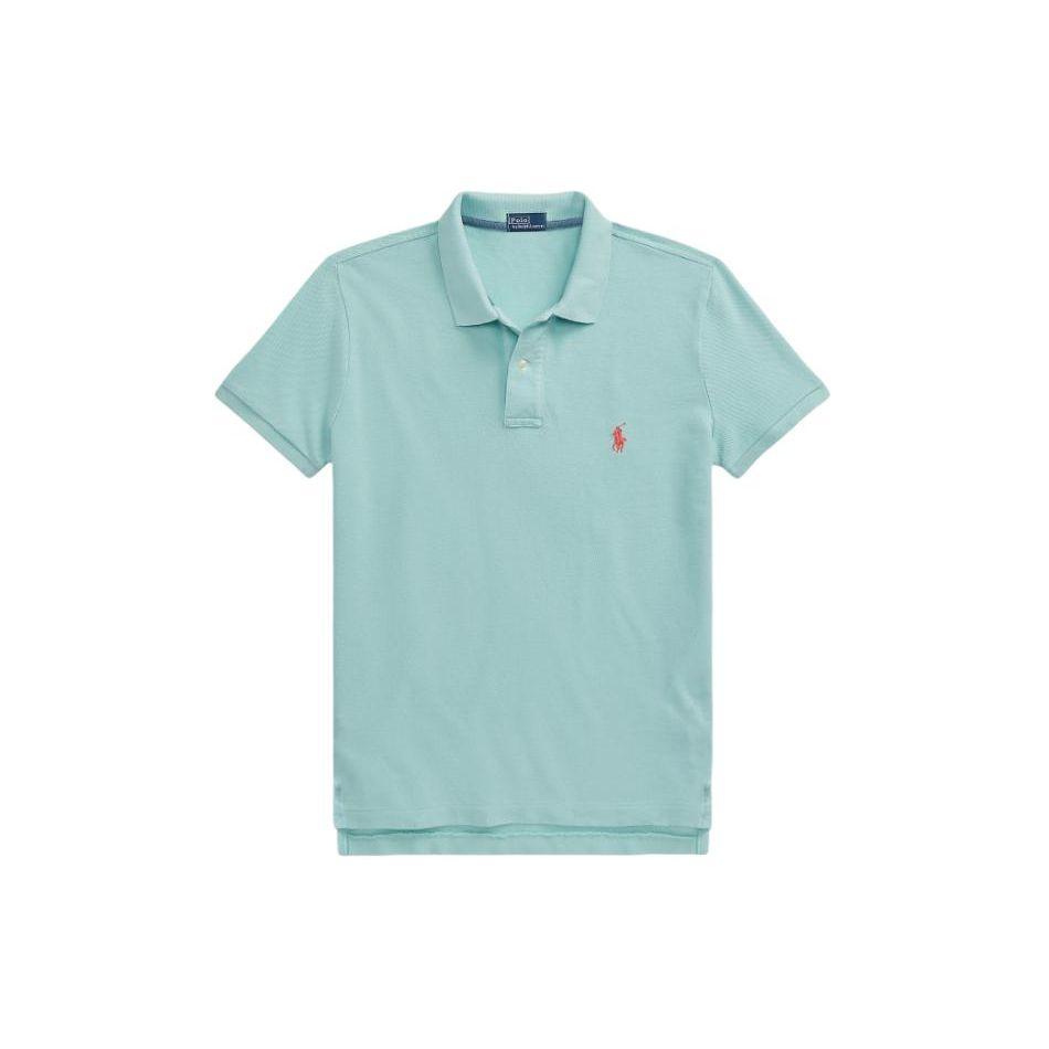 

Polo Ralph Lauren SS24 Классический крой Однотонная рубашка поло с вышивкой пони Прямая Повседневная С коротким рукавом Женские топы Светло-голубой WMPOKNINB920166-300 M