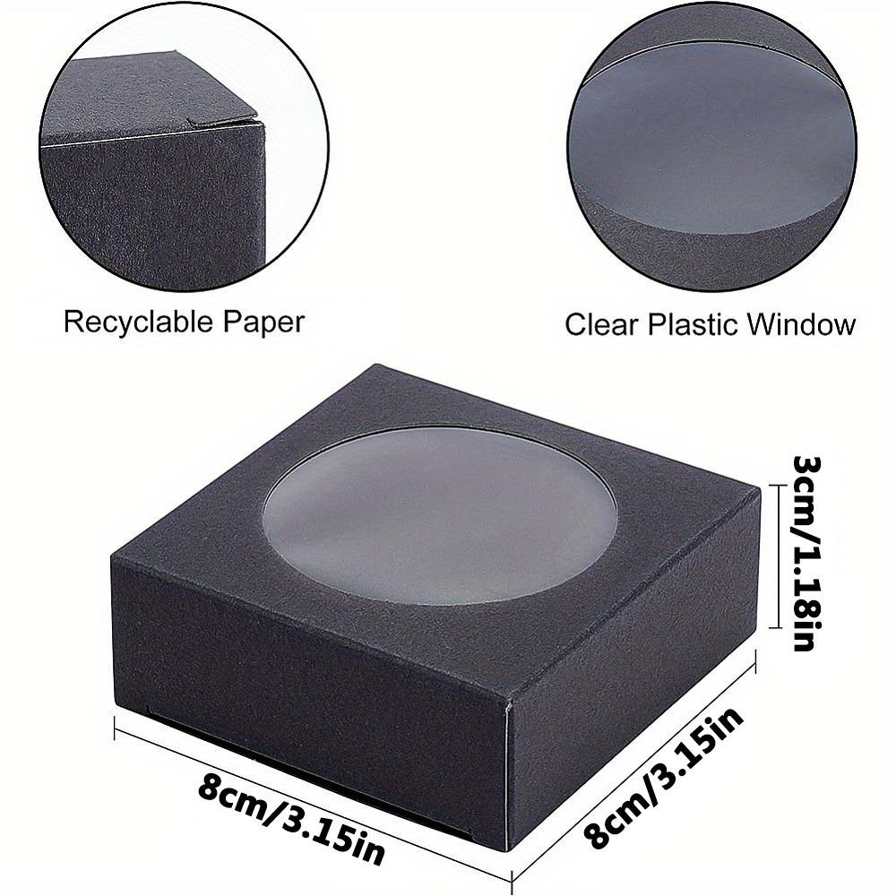 30 piezas Cajas de Papel Kraft Plegables con Ventana Transparente Cajas de Papel Cuadradas Negras Caja de Embalaje para Regalos Cajas Caseras Cajas para Embalaje de Regalos