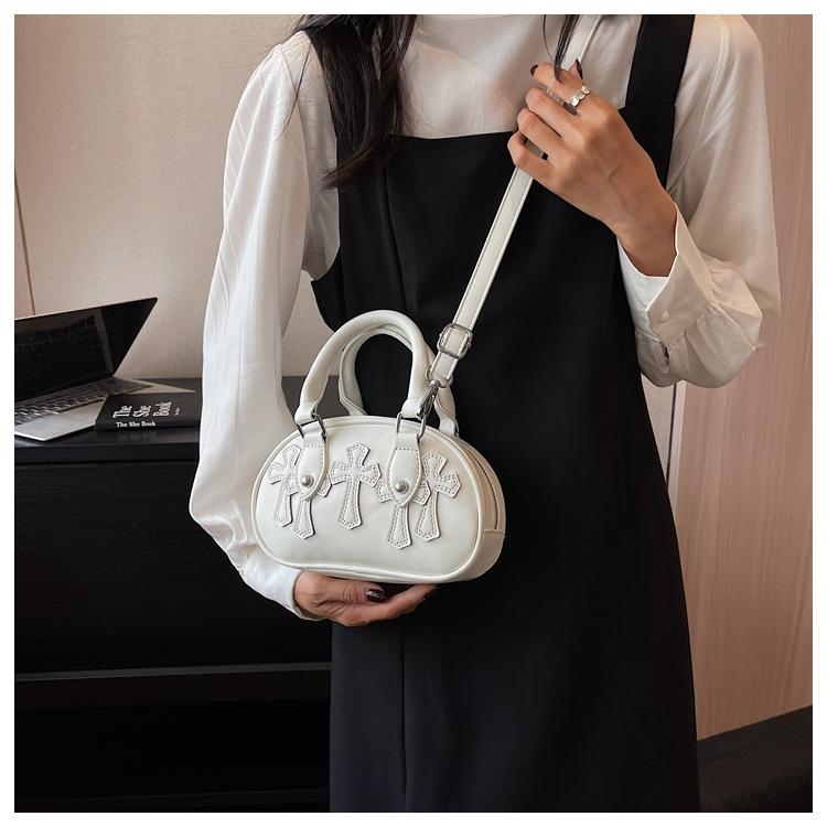 Versatile women's crossbody bag  PU material  elegant bag  high quality  cross decoration