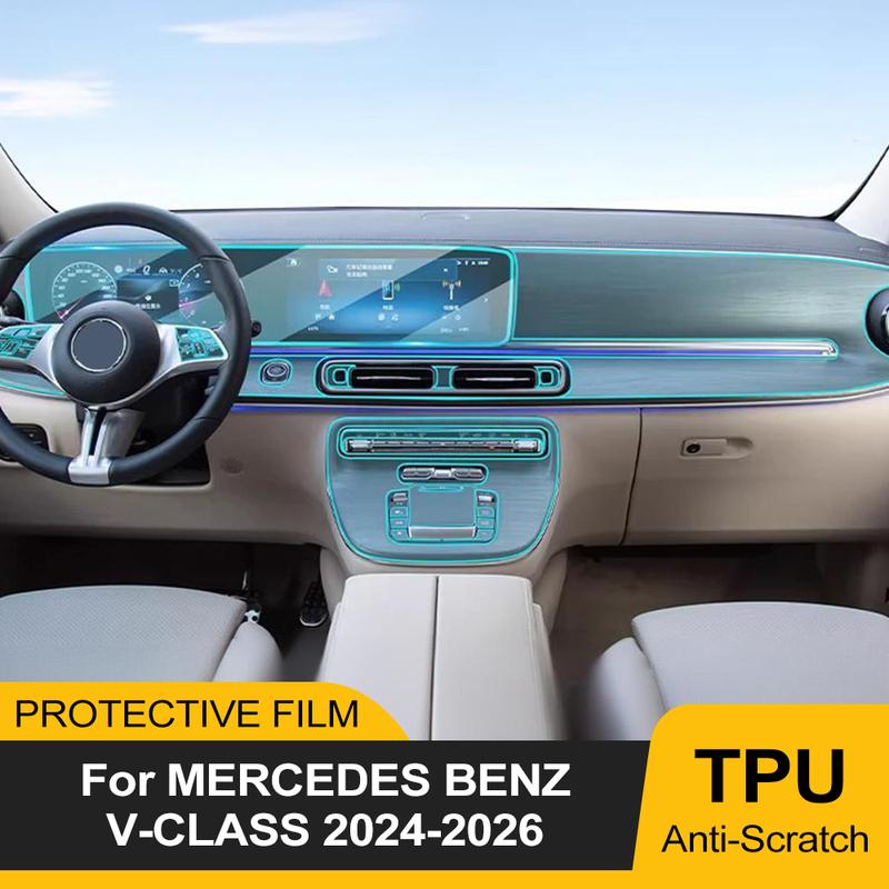 Pre-cut TPU Film for Mercedes Benz V-Class W447 2024 2025 2026 Car Gearbox Panel Dashboard Anti-Scratch Transparent PPF Film