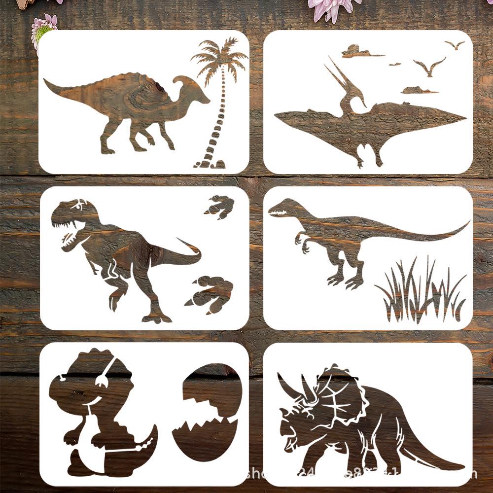 Dinosaur Painting Stencil Set - DIY Wall Decoration Templates (6 Sheets)