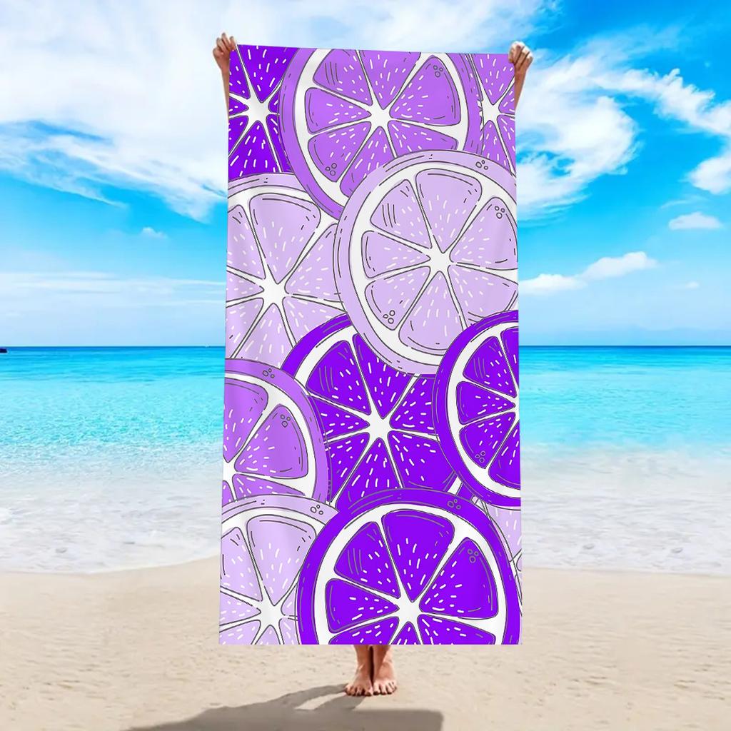 1pc Lemon Beach Towel, Ultra-fine Fiber Quick Drying Absorbent Beach Towel, Outdoor Camping, Swimming Beach Towel