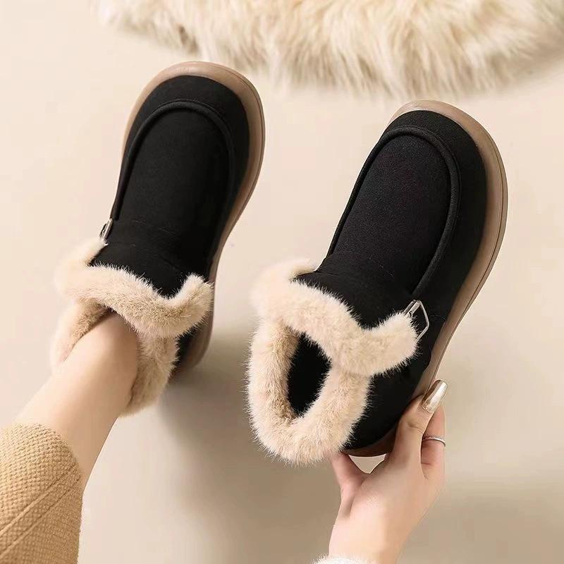 Women's Snow Boots Winter Cashmere Thick Cotton Boots Warm Flat Soft Sole Women's Cotton Shoes