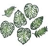 7pcs DIY Wooden Palm Leaves Wall Art Vintage Green Leaf Plant Decor Hanging Accents for Home Bathroom Office