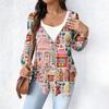 Women's Fashionable Casual Long Sleeved Loose Oversized Printed Top