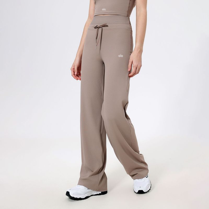 Aloneadv High Waist Belly Contracting Yoga Pants Women's Quick-Drying Running Thin Nude Feel Fitness Sports Loose Straight-Leg Pants