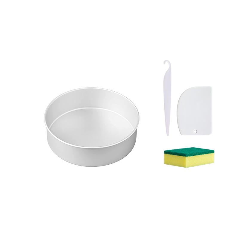 6/8/10/12 Inch Fixed Base Cake Pan/Tin Round Aluminum Bake Pan With Scrub Sponge Cake Scraper/Stripping Cheesecake Mould 10073
