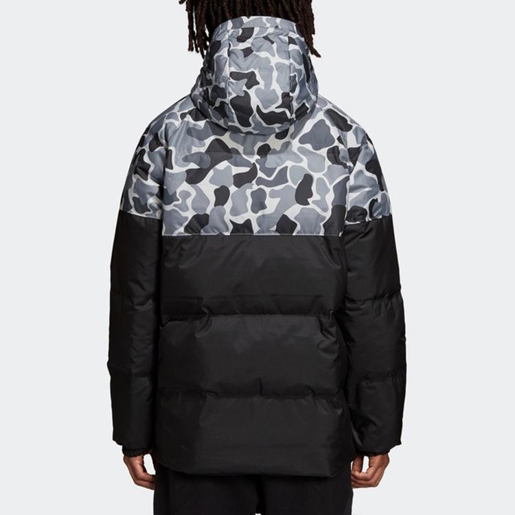 adidas Originals Color Block Reversible Hooded Down Jacket Men Outerwear Black DP8551