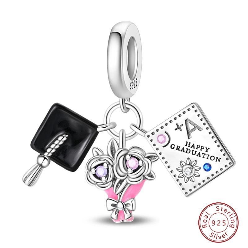 Argent S925 Chat Citrouille Carte à Jouer Ours de Diplôme Cheval de Mer 3mm Breloques Perles Design DIY Bijoux Fins
