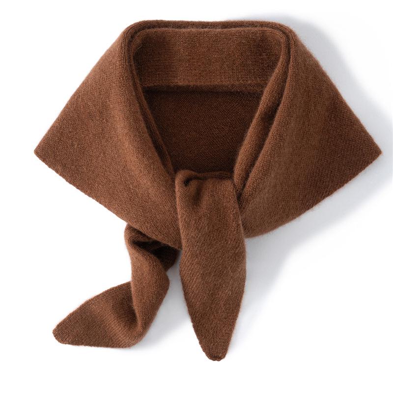 100% Pure Cashmere Women's Triangle Scarf - Solid Color, Autumn/Winter Versatile Knit Warmth
