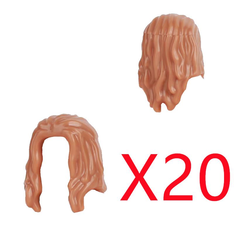 MOC City Building Blocks Figure Body Parts Creative Accessories Long Hair Brown Black Gold Mini Brick Compatible Toy Gift k030