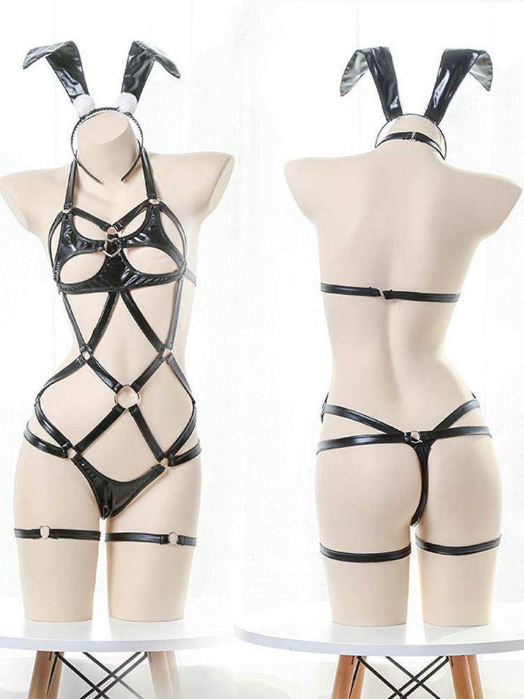 Hot Sexy Hollow Lingerie For Women Crotchless Anime Cosplay Bondage Uniform Erotic Maid Underwear Role Play Costumes Outfit Set