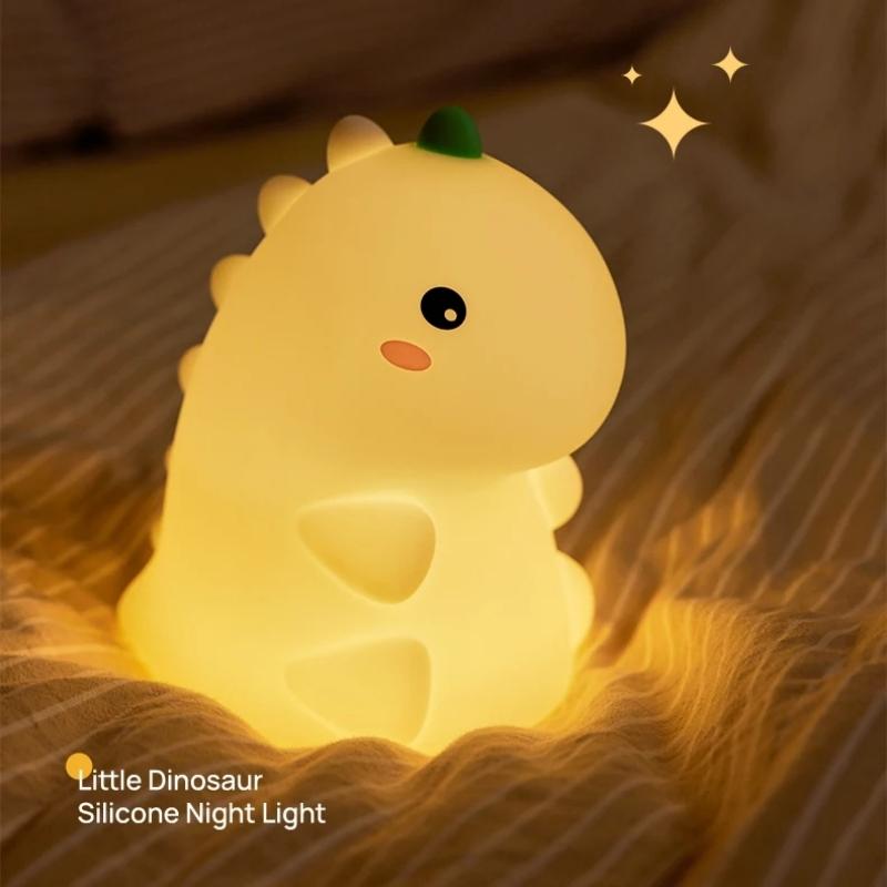 LED Night Light Dinosaur Silicone Night Lamp USB Rechargeable Timing Bedside Table Lamp Room Decor Kids Baby nightlight Gift