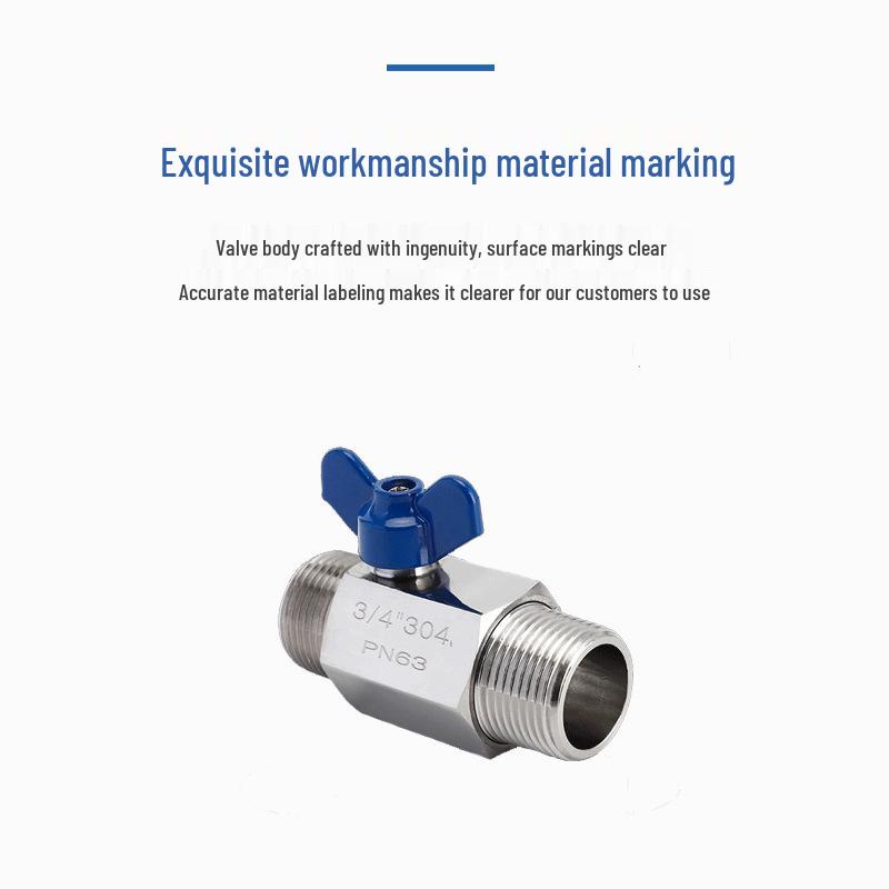 304 Stainless Steel Mini Ball Valve, Butterfly Handle, Dual Internal Thread, Explosion-Proof, Steam-Compatible