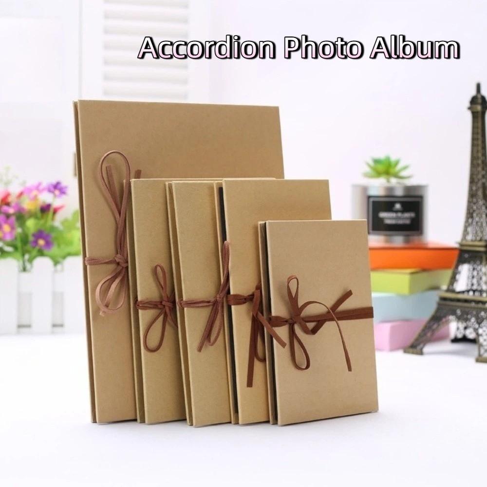 Adhesive Style Accordion Photo Album Retro Scrapbook Album Kraft Paper Album  Wedding Anniversary