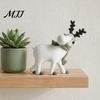 Winter Holiday Desk Ornaments Nordic Minimalist Resin Reindeer Figurine with Knitted Scarf, Cute Healing Deer Statue, Matte White Elk Figurines