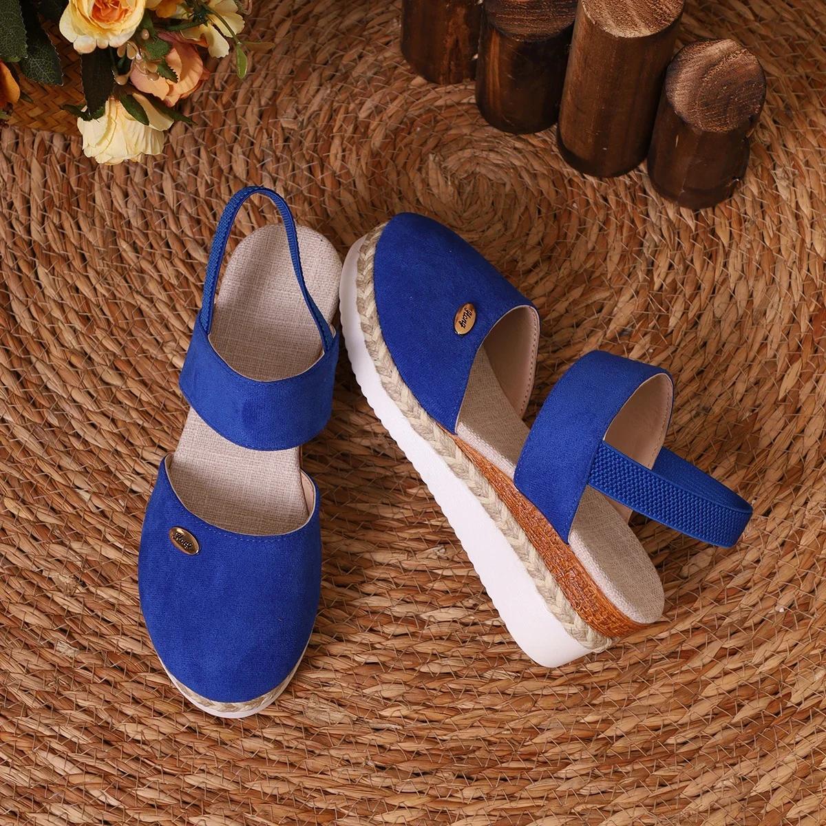 Women Closed Toe Wedge Sandals Women Summer Buckle Strap Gladiator Shoes Woman  Espadrilles Platform Sandals Womens Shoes 36