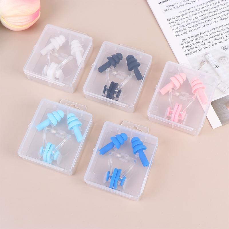 1 Set Waterproof Soft Silicone Swimming Earplugs Nose Clip Swimming Ear & Nose Protector For Adult Children