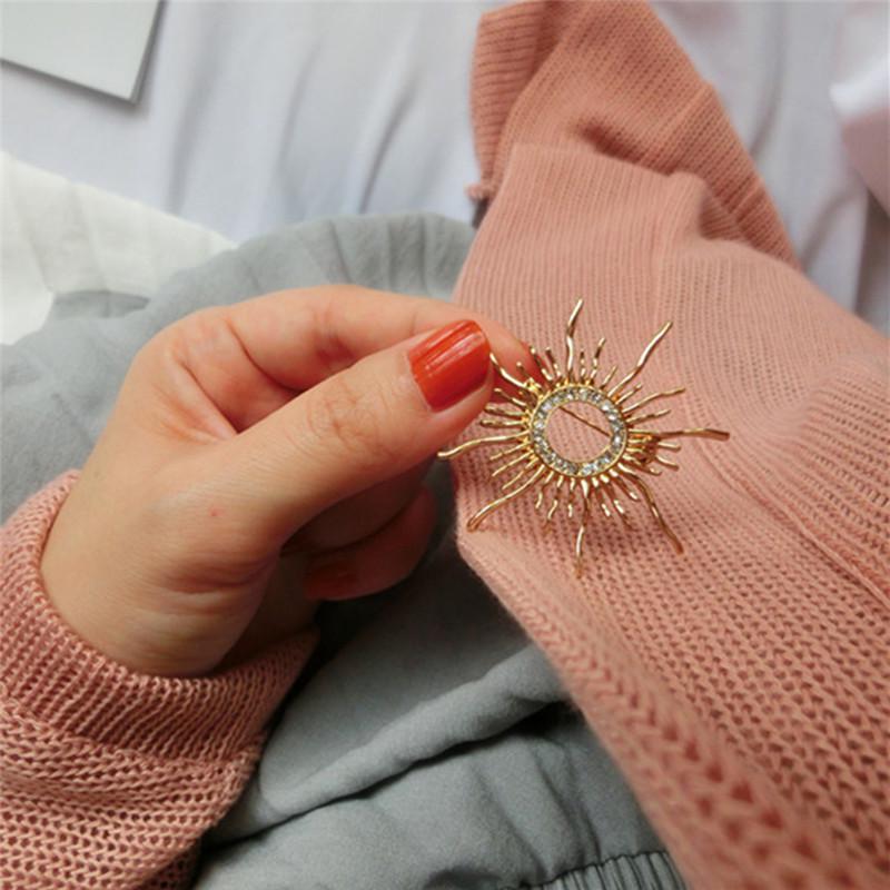 Enamel Sun Brooch Pin Women   Scarf Coat Brooch Weeding Jewelry