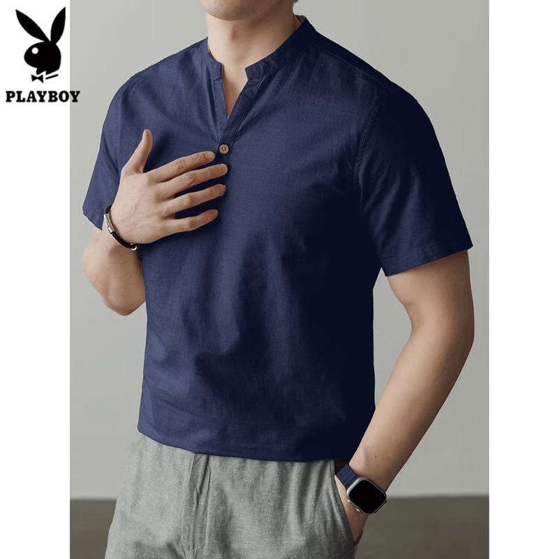 PLAYBOY Men s Polo Neck Cotton Blend Short Sleeve T-Shirt 4XL 190