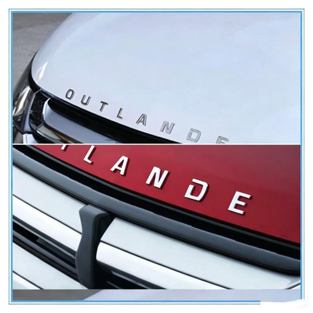 3D-Buchstaben Haubenemblem Logo Abzeichen Autoaufkleber Styling Autozubehör Wortlaut für Mitsubishi Outlander ABS Chrom
