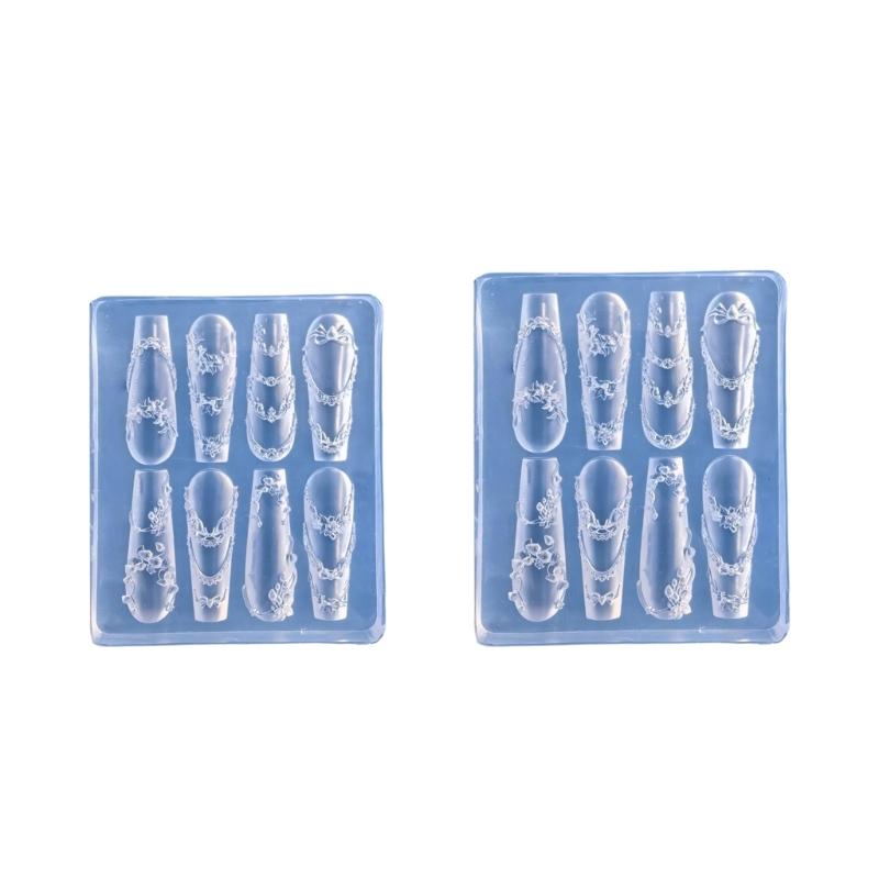 Sculpted Frame Nail Art Silicone Mold Flexible Reusable Template for Resin Charms Creative Crafting Accessories Manicure