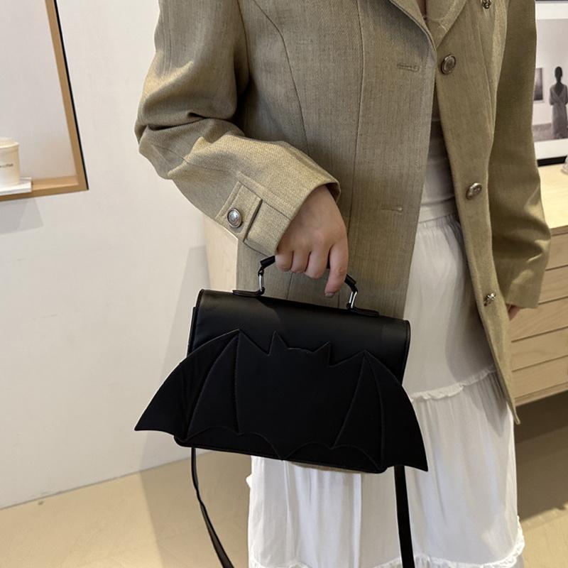 Yogodlns Gothic Women Shoulder Bag Bat Wing Ladies Top-handle Bags Creative Chic PU Leather Handbag Halloween Novelty Crossbody Bag Purse