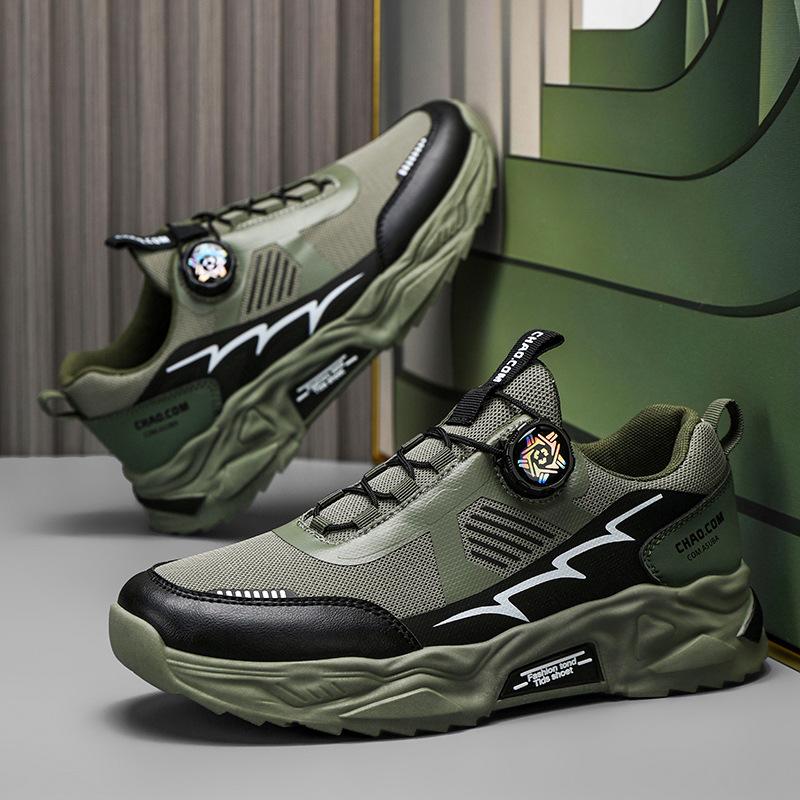 

Кроссовки с вращающейся пряжкой, летние, новые, мужские, сетчатые, дышащие, на толстой подошве, повседневные, мужские, для активного отдыха, нескользящие и износостойкие кроссовки 44 армия зеленый