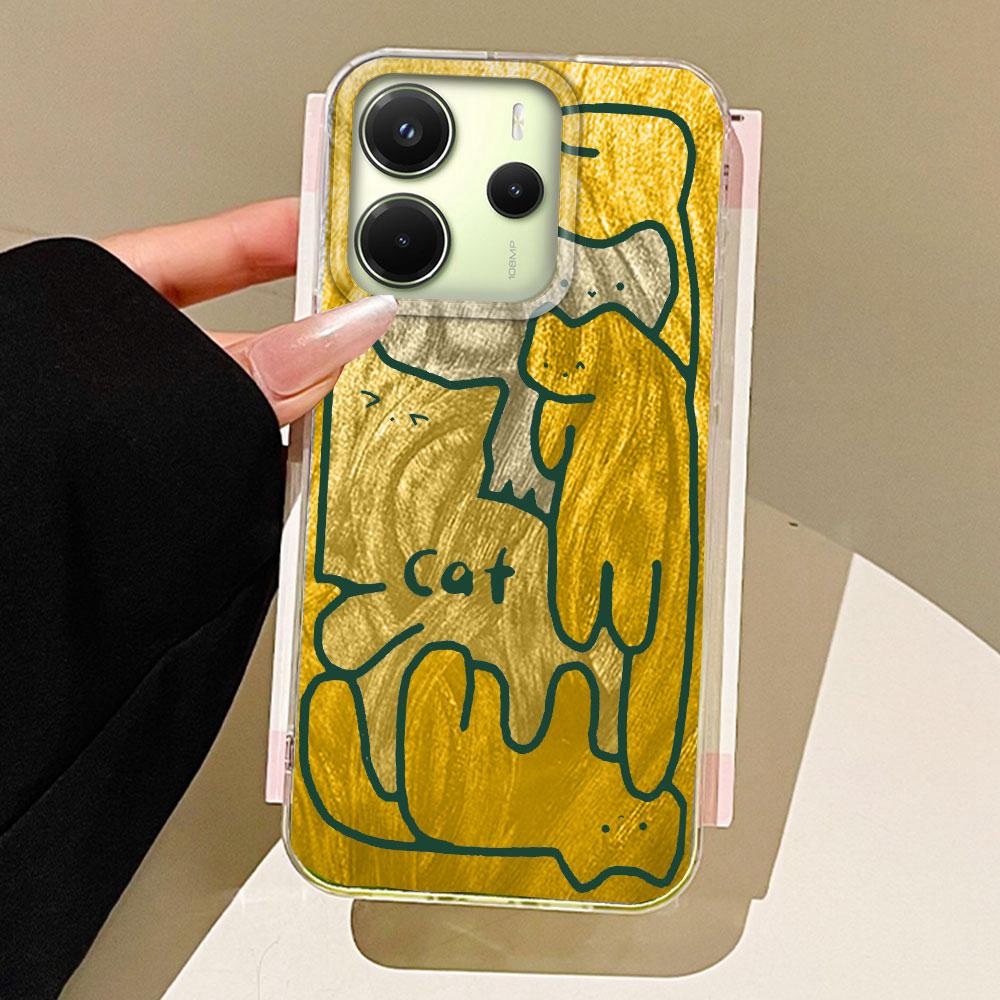 

Милый чехол для телефона с граффити кошкой для Xiaomi Redmi Note 14 13 A3X 14T 13T Pro A5 A3 A4 14C 13C Poco C75 C61 Оболочка Силиконовая крышка Xiaomi 13T белый