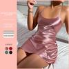 Danny Lin Summer Backless Ice Silk Camisole Dress: Women's Short Skirt Nightwear