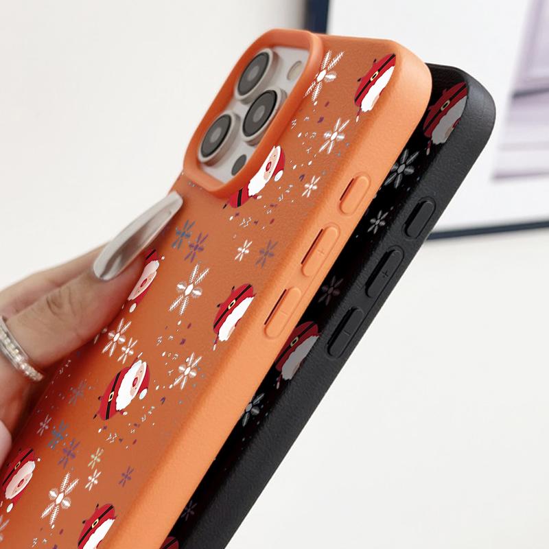 New Year Christmas Pattern Phone Case For iPhone 16e 17 Air 16 15 14 17 Pro Max 13 12 Pro 15 11 Shockproof Soft TPU Leather Texture Cover