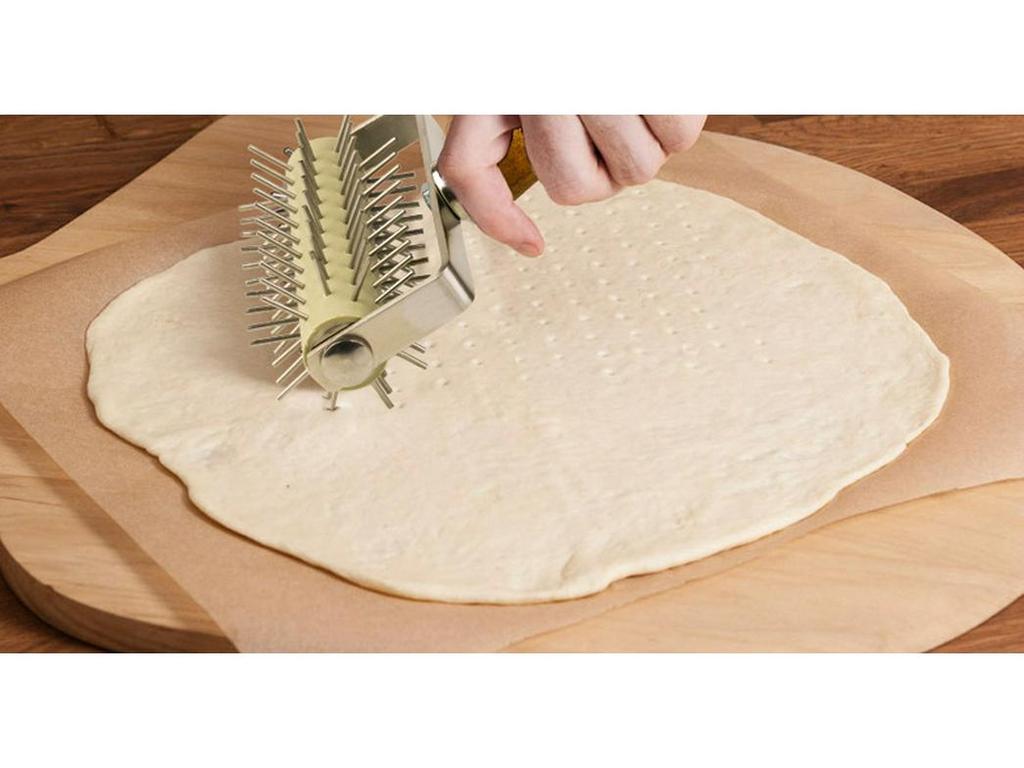 Stainless Steel Rolling Pin & Pizza Docker with Hardwood Handle