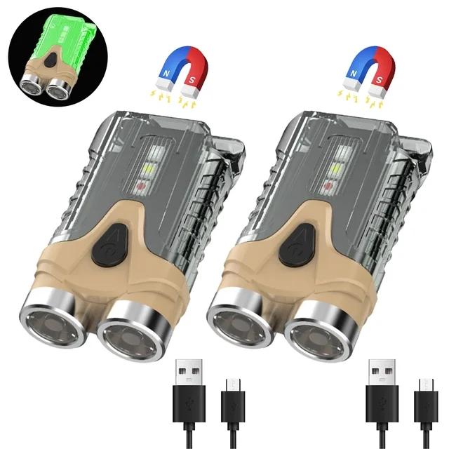 Mini Portable EDC Flashlight Keychain USB-C Rechargeable Magnetic Work Light Outdoor Camping Emergency Torch Work Light