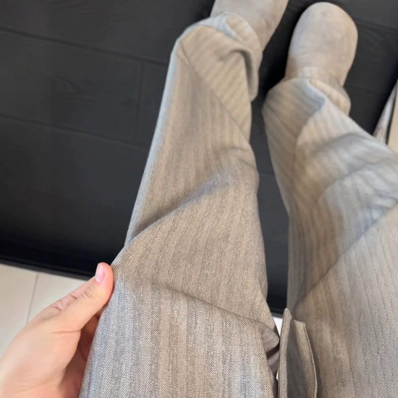 Cleanfit Striped Ice Silk Casual Pants Men Loose Straight Wide Leg Breathable Draped Trousers