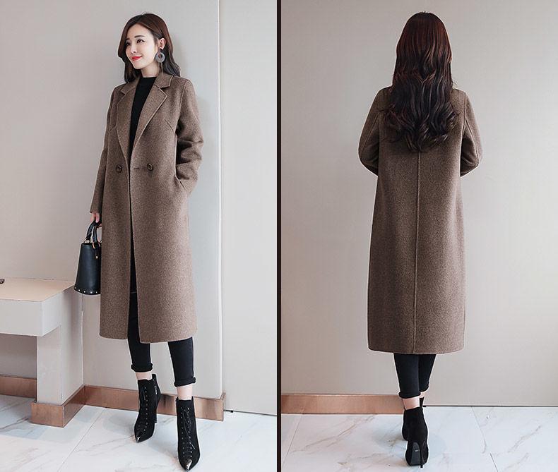 2025 Women's Woolen Mid-Length Overcoat - Autumn Winter Korean Style, Plus Size, Loose Fit