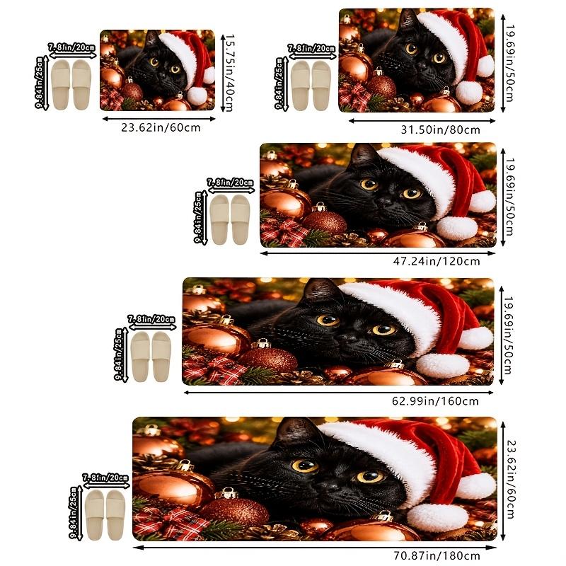1Pcs Anti Fatigue Kitchen Rugs, Handmade Flannel Cat Print Waterproof Non-Slip Thick Cushioned Mat Comfort Standing Mat