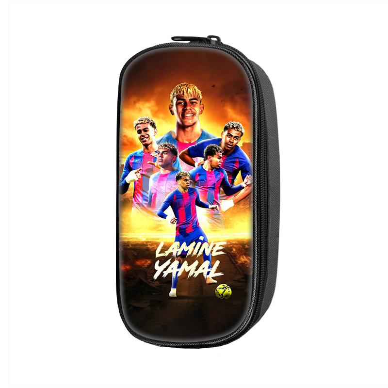 L-Lamin Yamal Pattern Pencil Case Makeup Bag Football Star Pen Bag Student Big Capacity School Supplies Zipper Pencil Pouch