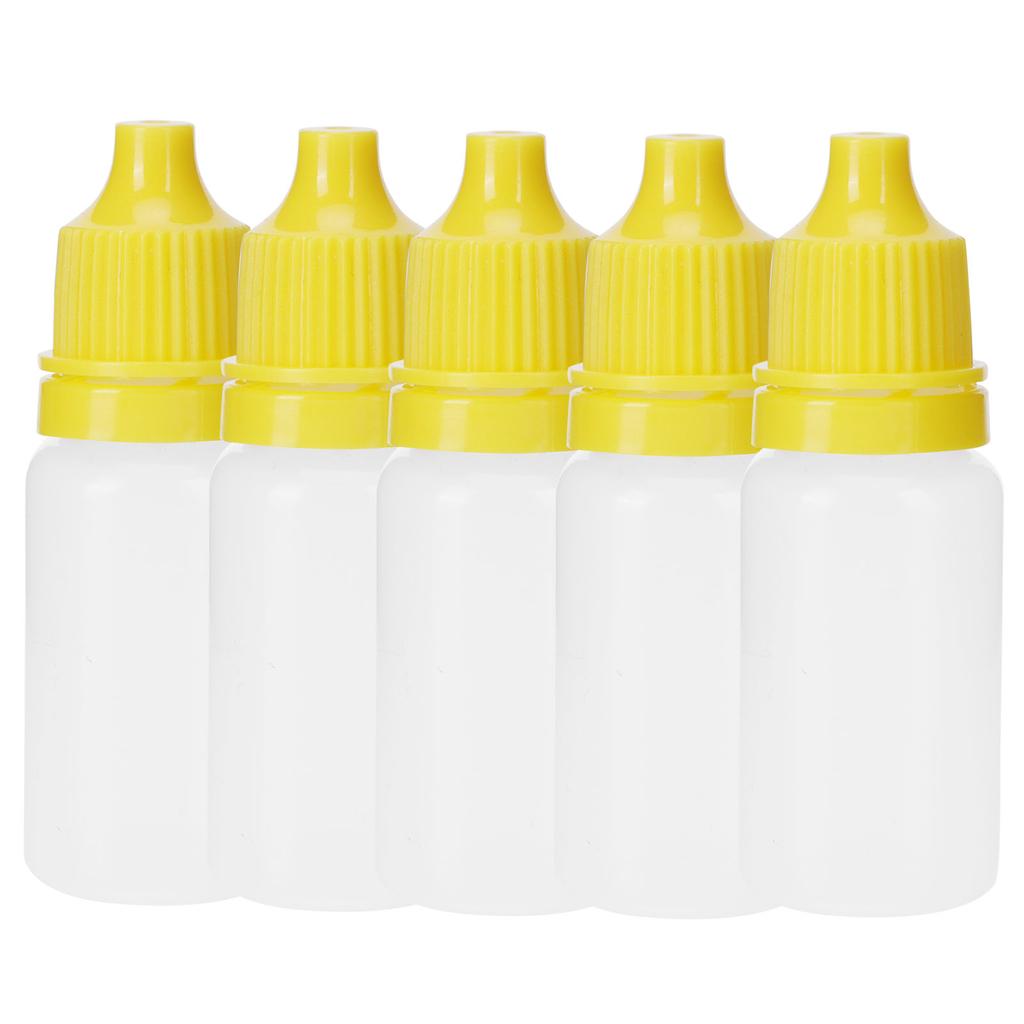 50Pcs 10ml Eye Liquid Bottle Portable Squeezable Empty Eye Drops Container with Plugs LidYellow