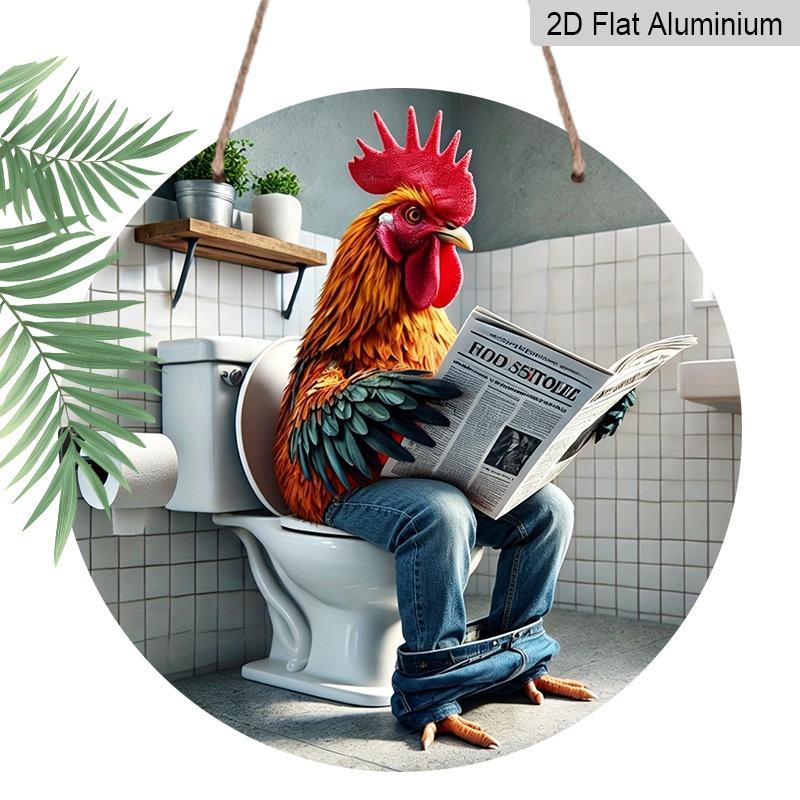 

2D Flat, Retro-style High-end Aluminum Wall Decoration, Available in Various Sizes. Features A Rooster Sitting on A Toilet. Suitable for Indoor and 20*20cm