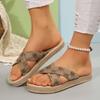 Fashion 2024 Women Slippers New Minimalist Cross Band Sandals Trend Beach Hemp Rope Slippers Espadrille Outdoor Shoes Home Slides Women