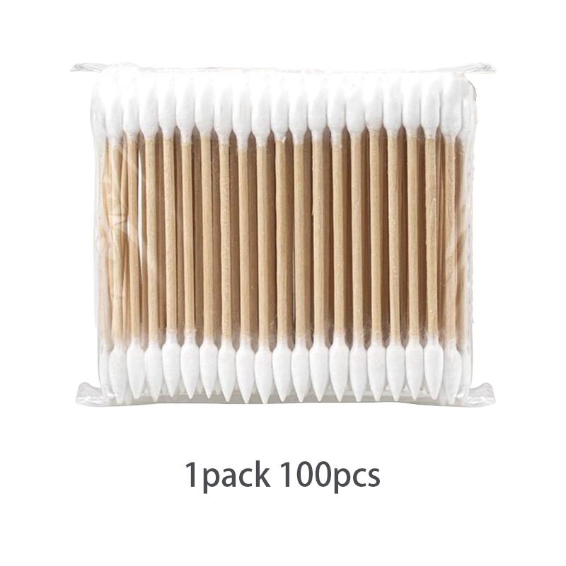 

100 шт. одноразовых двухсторонних ватных палочек: Чистка ушей и нанесение макияжа для домашнего использования