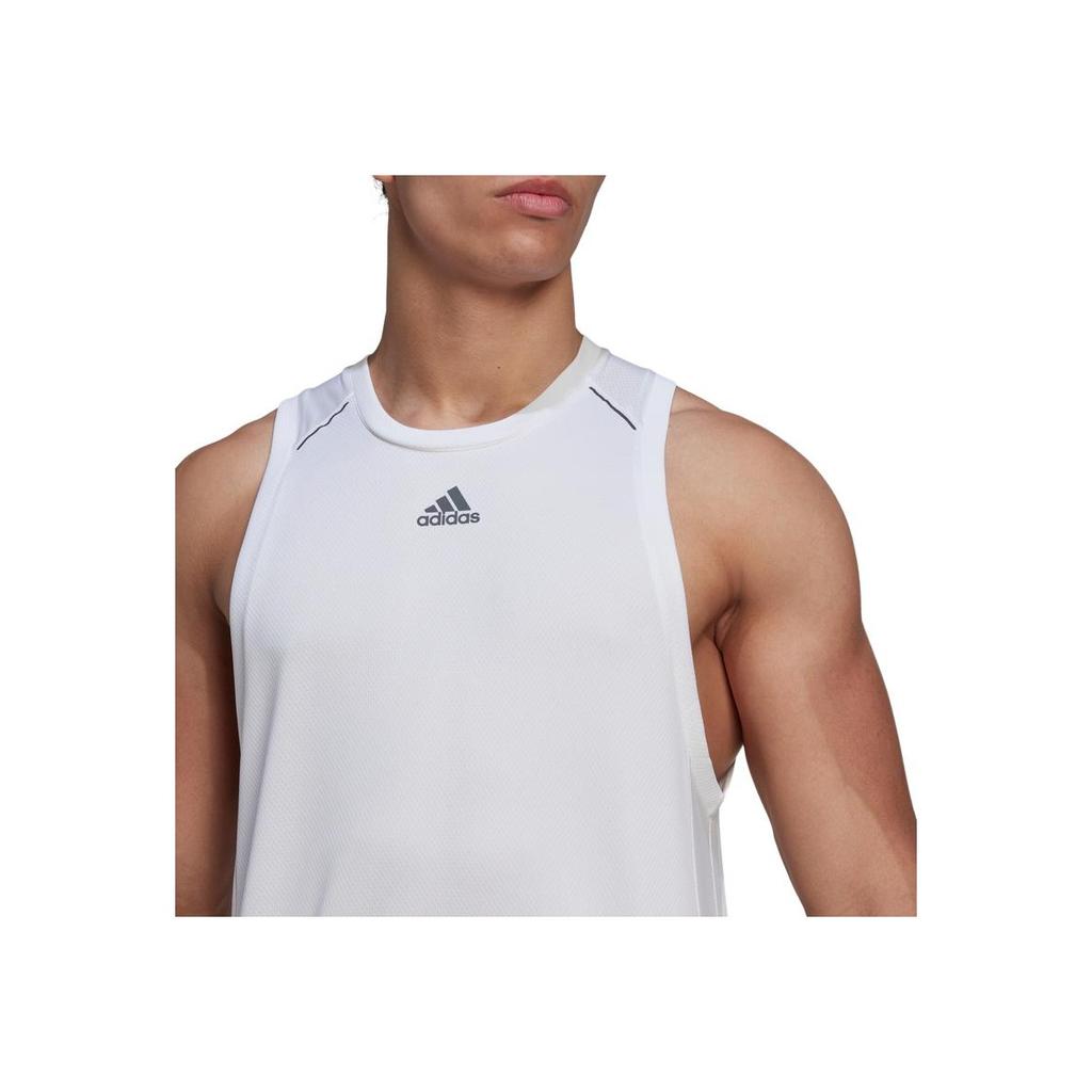 Adidas Einfarbiges Logo Lässiges Sport Feuchtigkeitstransportierendes Sporttanktop Herren Tops Weiß HP1755
