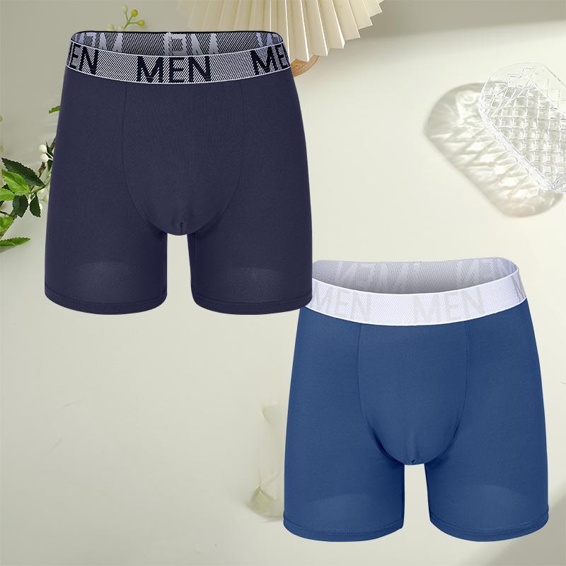 FINETOO 2Pcs Teenagers To Adults Parent-child Boyshort Simple Fashion Plus-size Shorts Men's Comfortable Underwear Elastic Waist