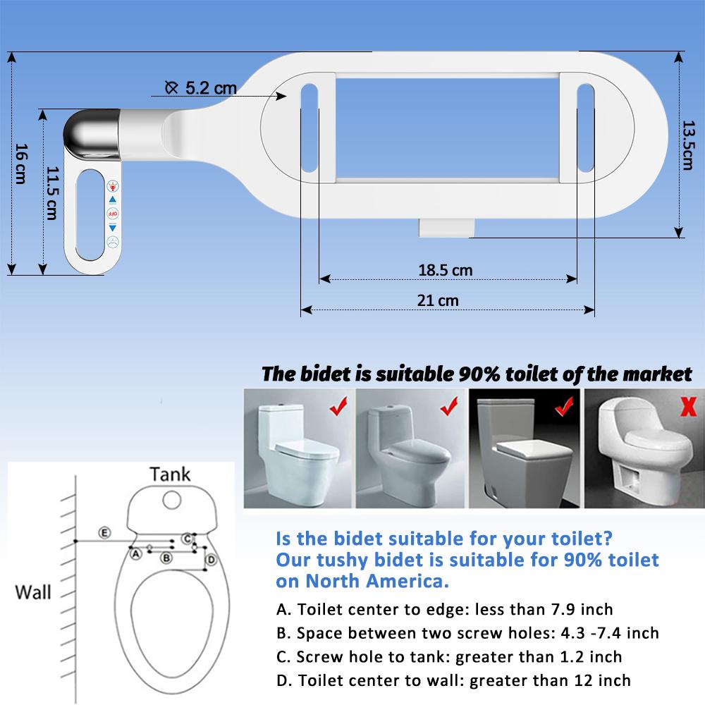 Bidet Toilet Seat New Lightweight Ultra-thin Non-Electric  Double Nozzle Adjustable Water Pressure