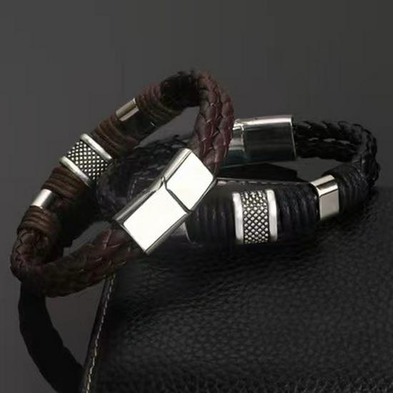 Vintage-Style Men's Bracelet with Magnetic Alloy Clasp - European & American Fashion