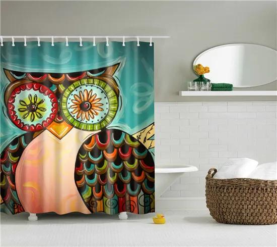 Elephant Octopus Owl Deer Horse Zebra Animals Printed Shower Curtains Bathroom Curtain With Hooks 180X180Cm