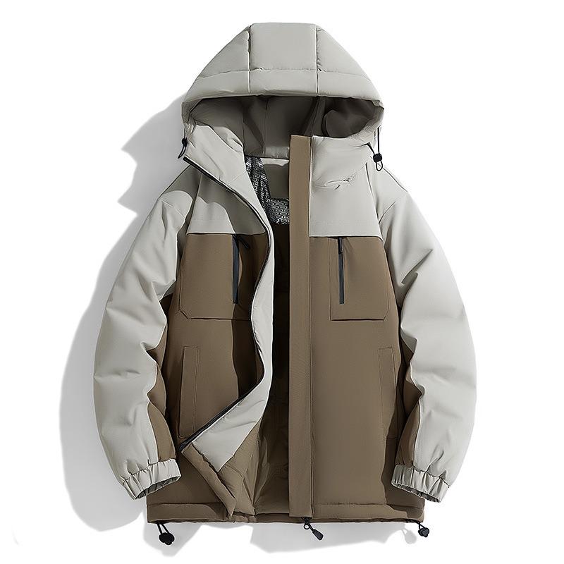 Padded Jacket Men's Winter Fashion Stand-up Collar Padded Jacket, Green Zipper Trend Casual Padded Jacket